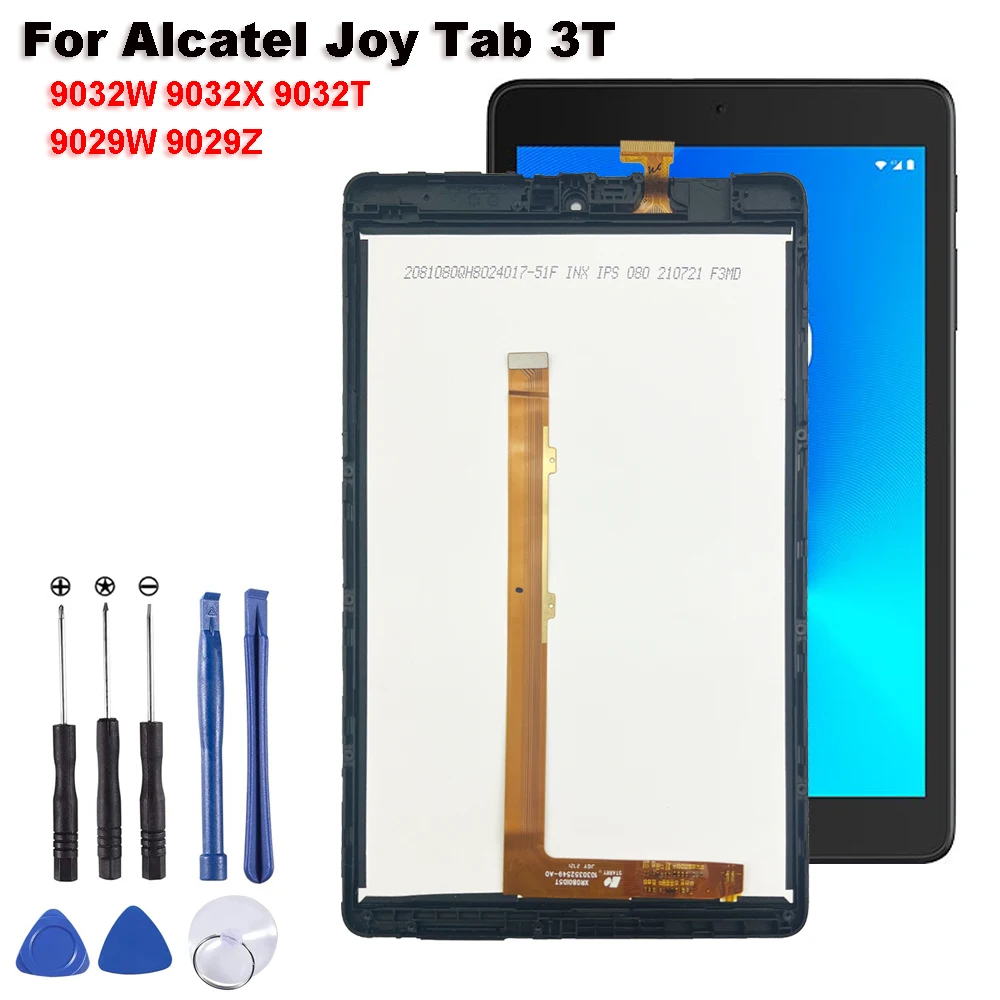 

Orig For Alcatel 9032w 9032x 9032t Joy Tab 3T 9029W 9029Z 8.0" With Frame LCD Display Touch Screen Digitizer Glass Assembly