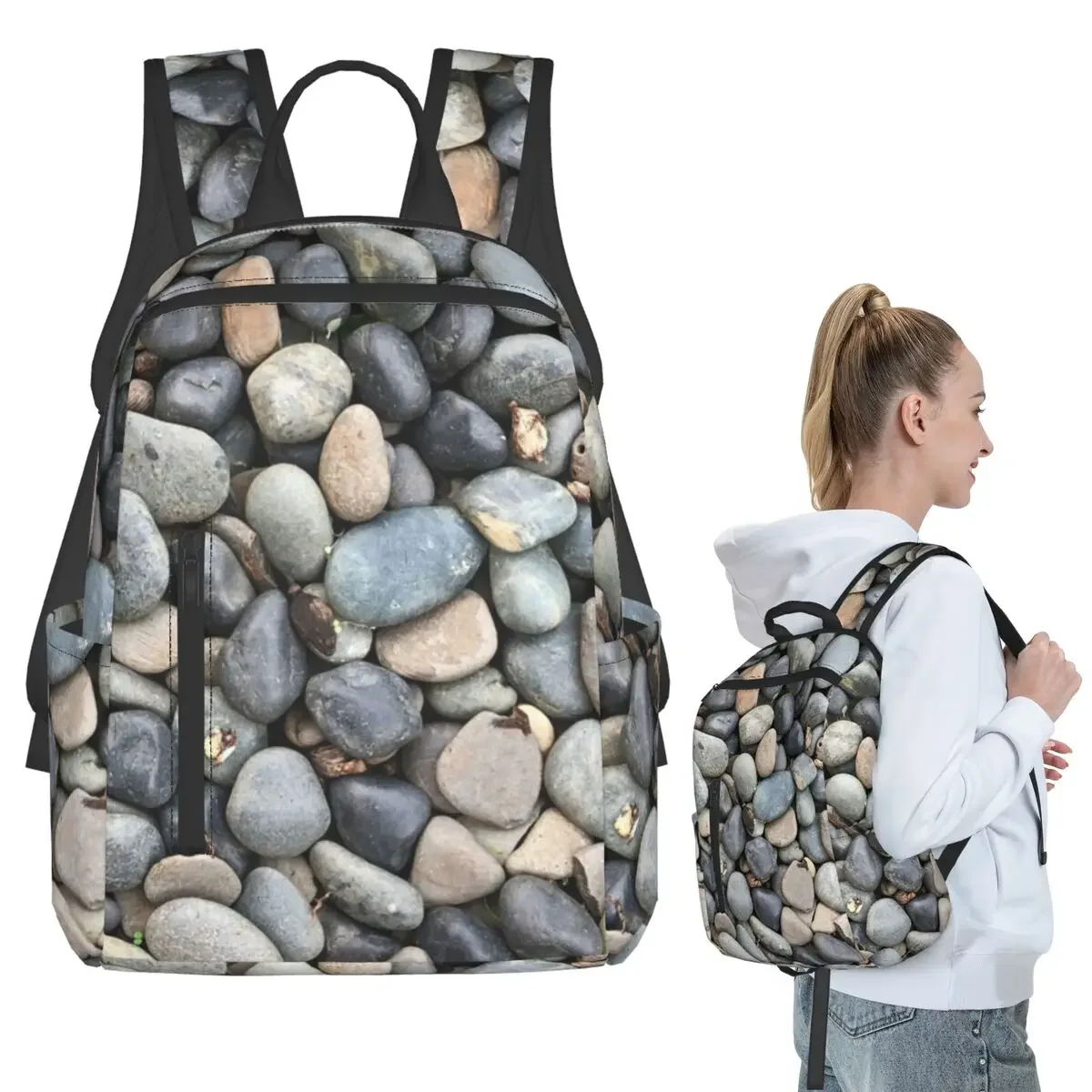 

Colorful Pebbles By The Pool Pebble Pattern Backpack Student Boys Girls BookBag Kids Computer Shoulder Bags for Men Women