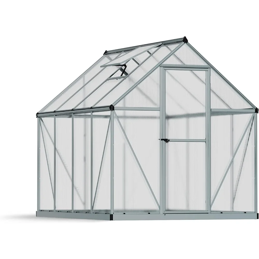 

Canopia 6x8 Greenhouse Kit,Hobby Walk-In Twin-Wall UV Polycarbonate Heavy Duty Aluminum Frame,Lockable Door,Adjustable Roof Vent