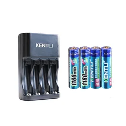 KENTLI 1.5v 1180mWh aaa polymer lithium li-ion rechargeable batteries battery + 4 slots lithium li-ion charger