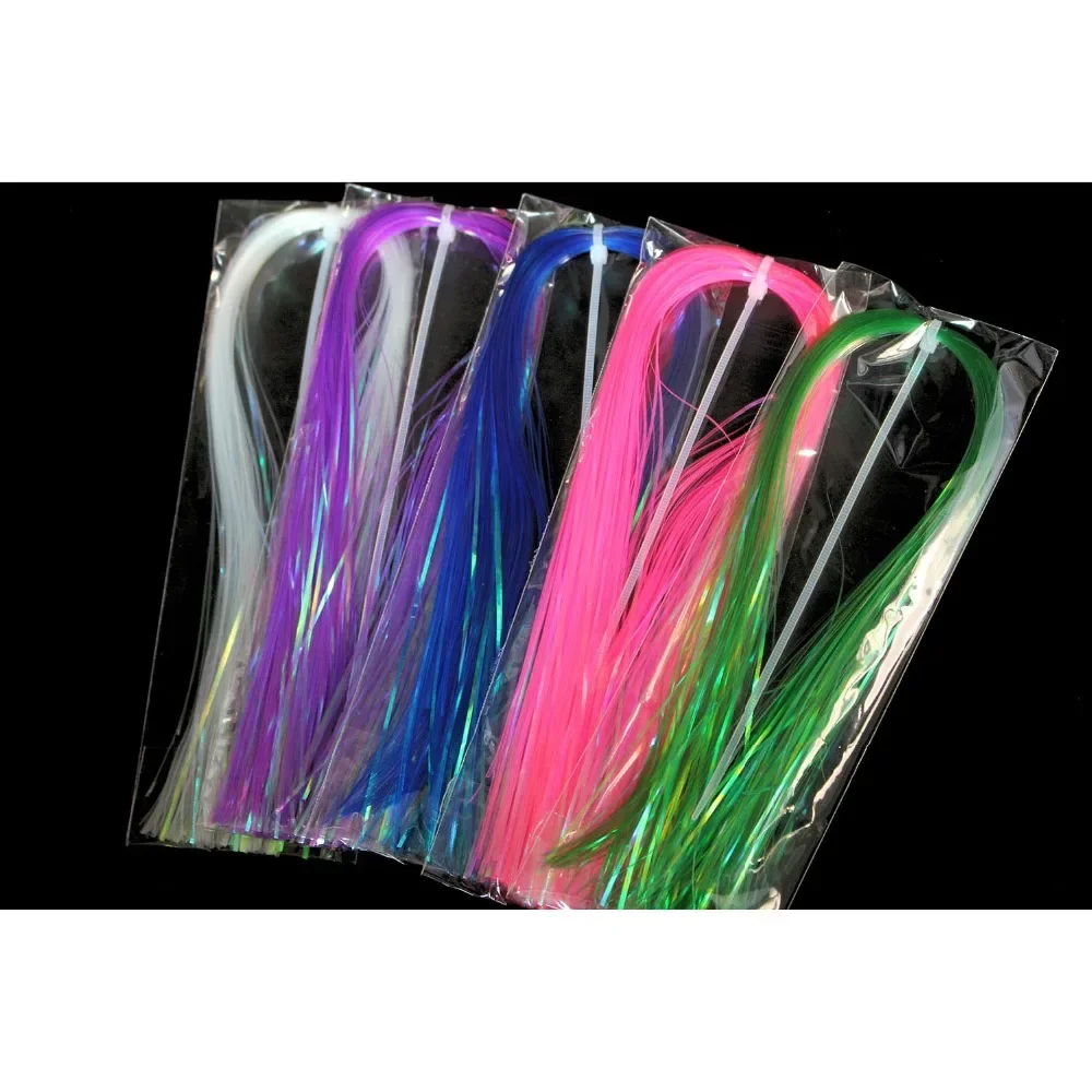 

Tigofly 5 colors Width Flashabou Flat Holographic Tinsel Flash Stonefly Nymph Jig Body Wrap Lure Fishing Fly Tying Materials