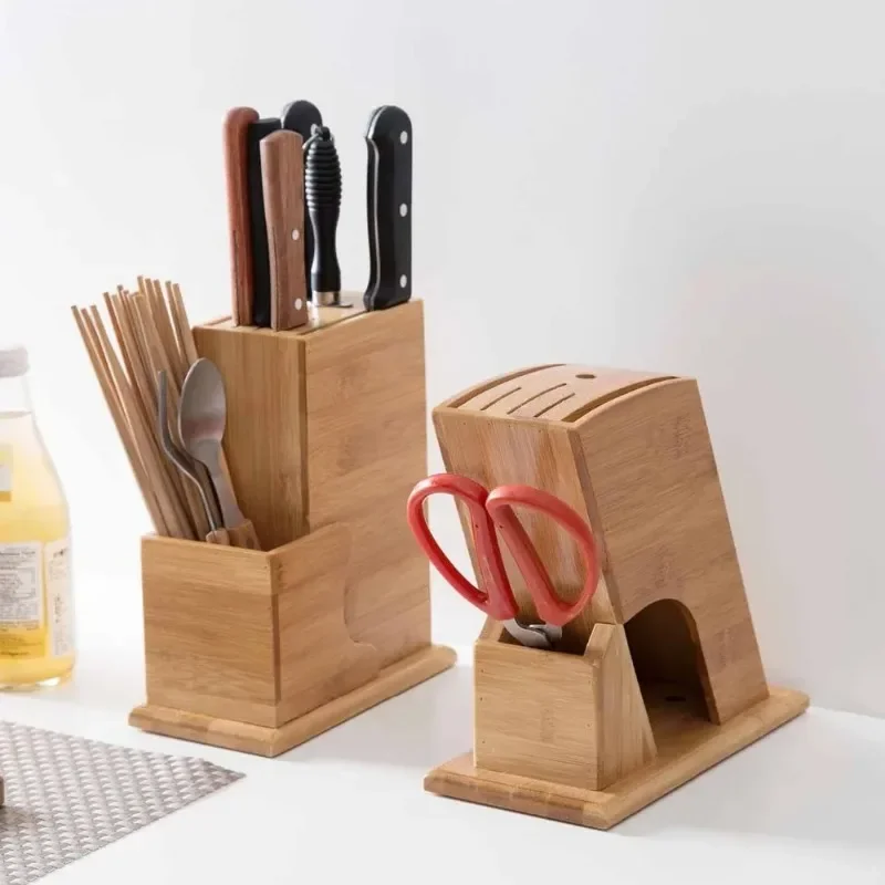 

Wood Knife Holder Knife Block Stand Knives Storage Shelf Rack Organizer Hidden Knife Case Kitchen Accessories Bamboo