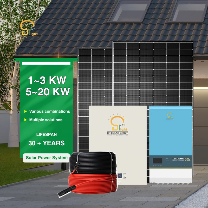 SOLAR 15KW Off-Grid Solar Power System Complete Kit with Pure Sine Wave Inverter for Home Use