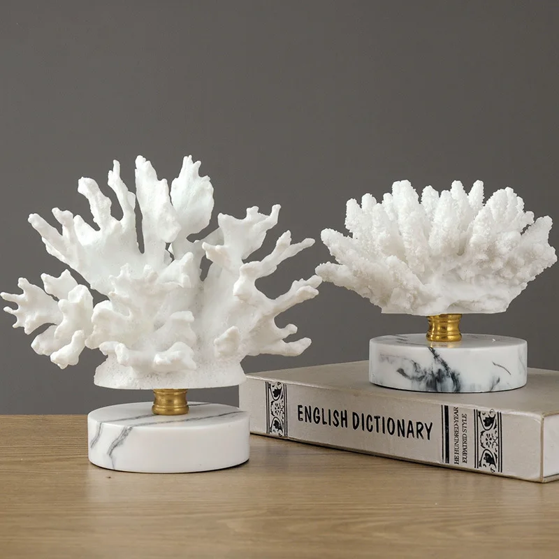 Nordic Coral Sculpture, Modern Luxury Resin Decor for Hotel, Sample Room, TV Cabinet or Living Room Display