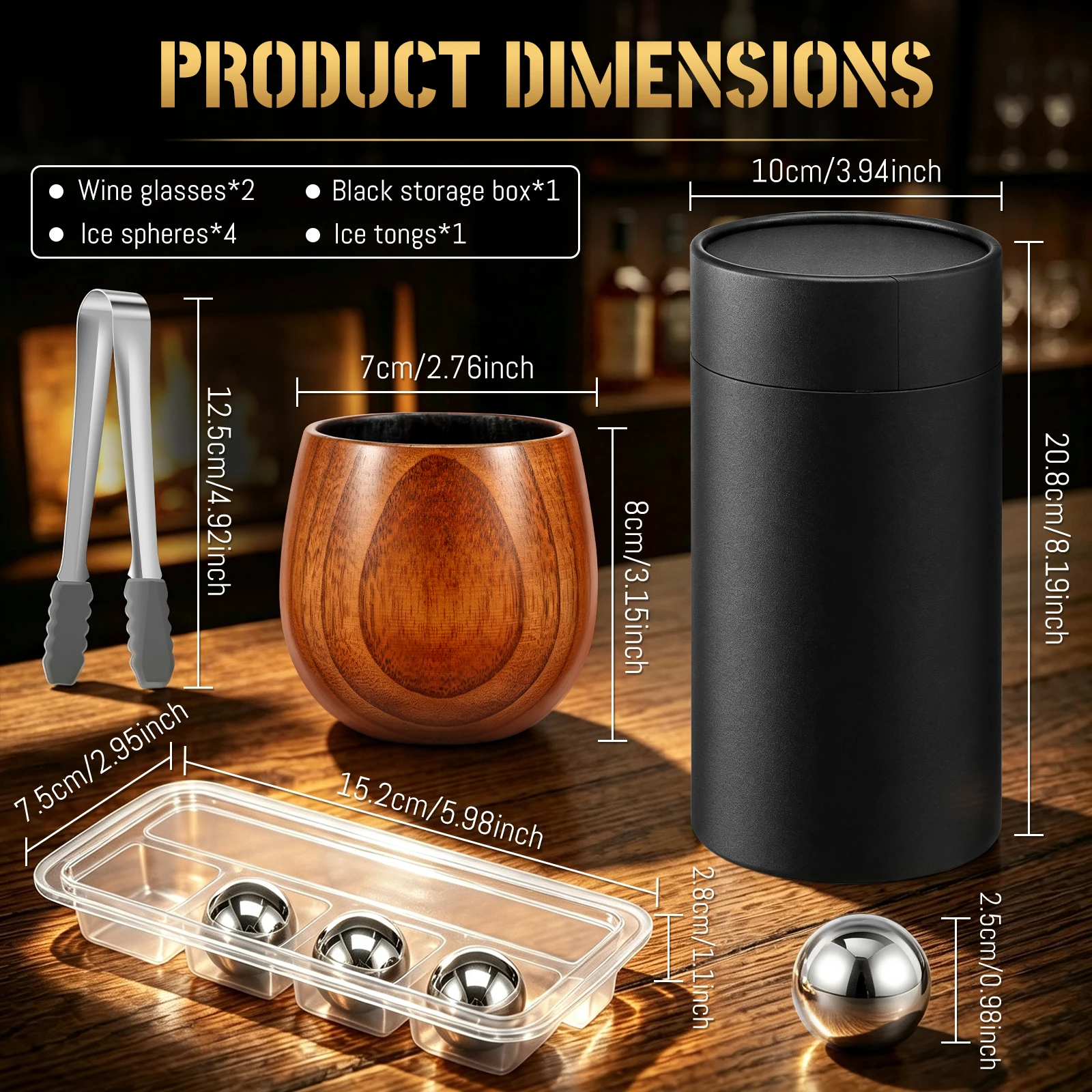 1/2Pcs Whiskey Cup Charred Wooden Whiskey Glasses Set with Storage Boxes Handmade Leak Resistant Beer Glass for Home Bar Kitchen