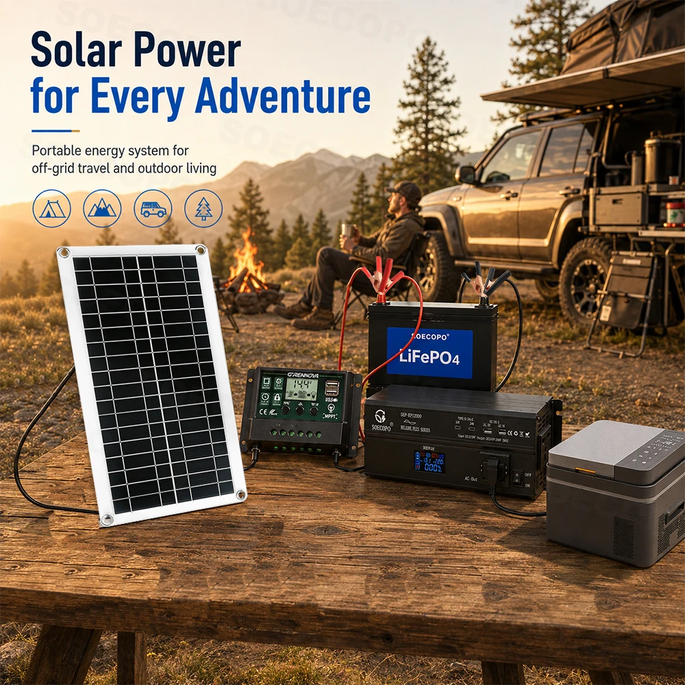 12000W Off Grid Solar Power System Kit with 200W Solar Panel + 60A MPPT Controller DC12V/24V to AC110V/220V For Fishing Home Car