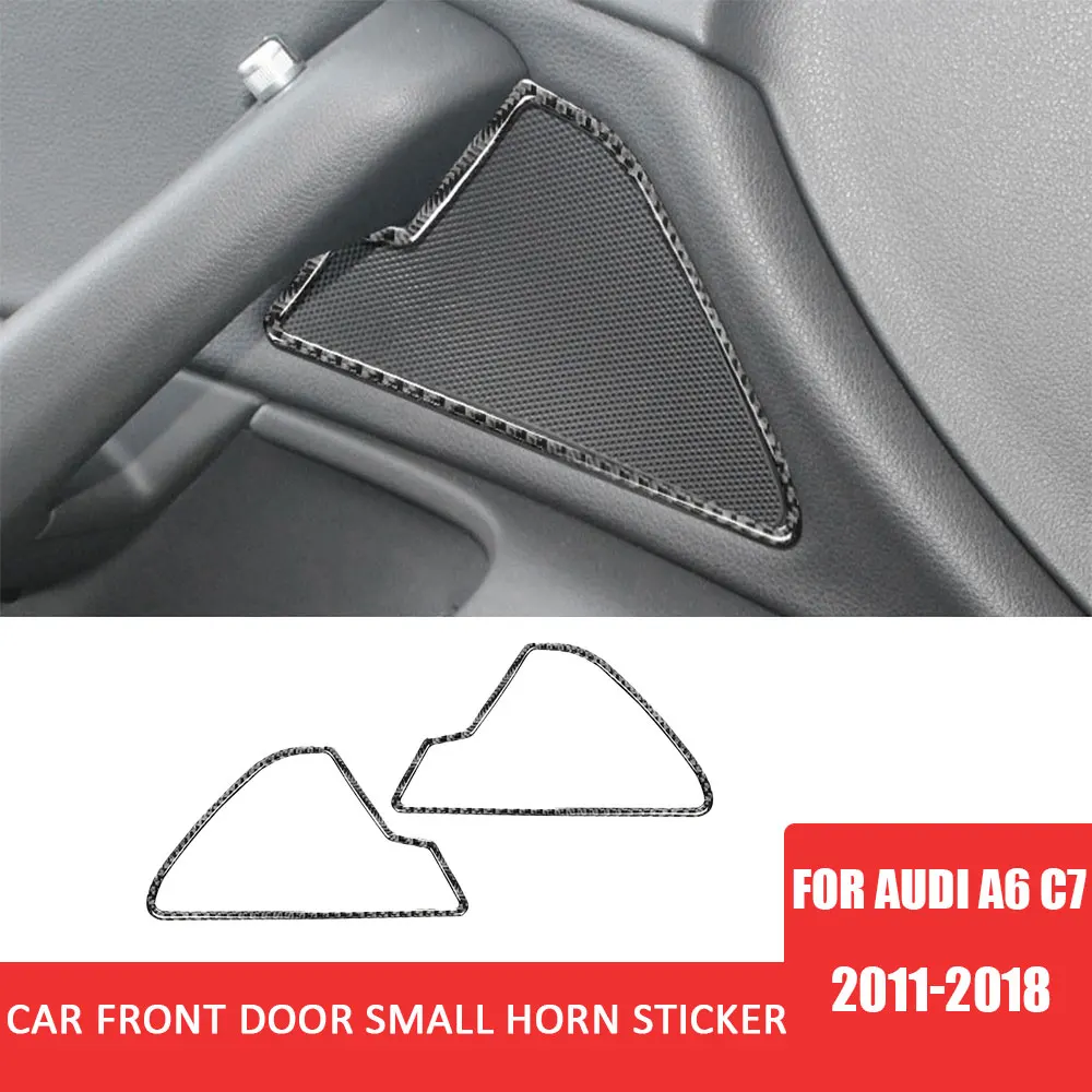 

For Audi A6 C7 2011-2018 Car Front Door Horn Panel Carbon Fiber Decal Decoration Cover Auto Interior Styling Accessories