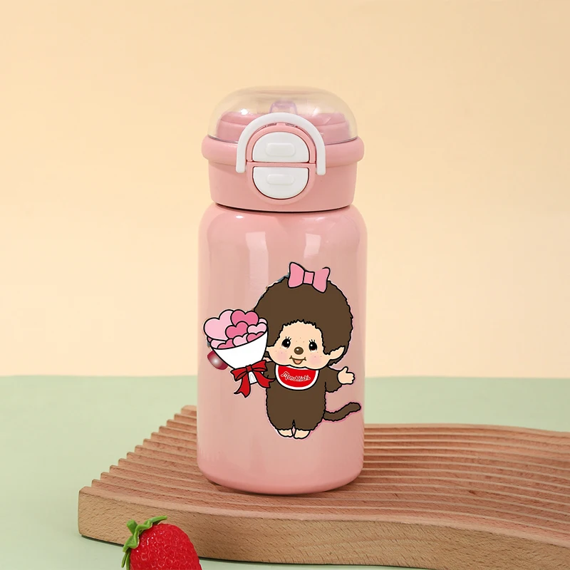 Cute Monchhichi Thermos Cup Girl School Water Bottle with Straw Women Office Coffee Mug Kids Winter Outdoor Kettle Children Gift view 5