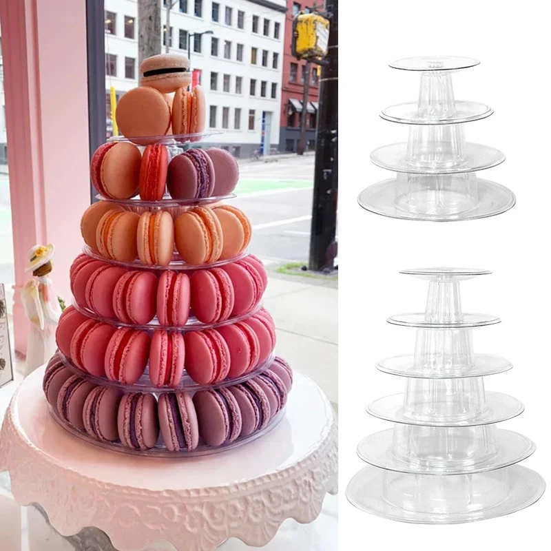 

4/6-Tiers Macaron Display Stand Cupcake Tower Rack Cake Stands PVC Tray For Wedding Birthday Cake Decorating Tools Bakeware deco