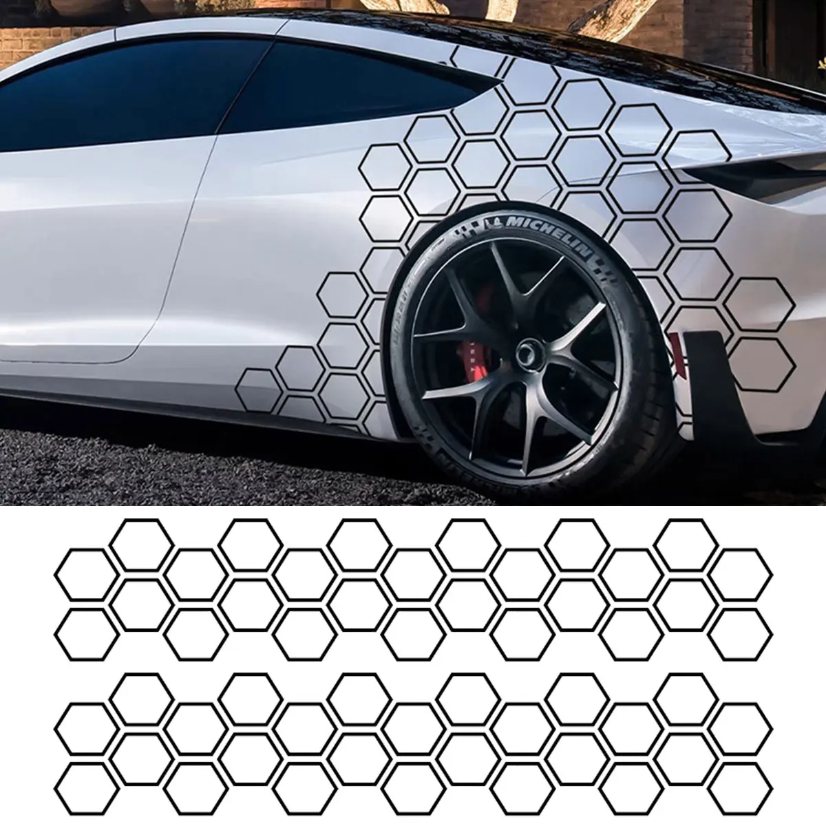 Car Stickers External stickers RGB Reflective stickers honeycomb style personality diy Car Stickers waterproof