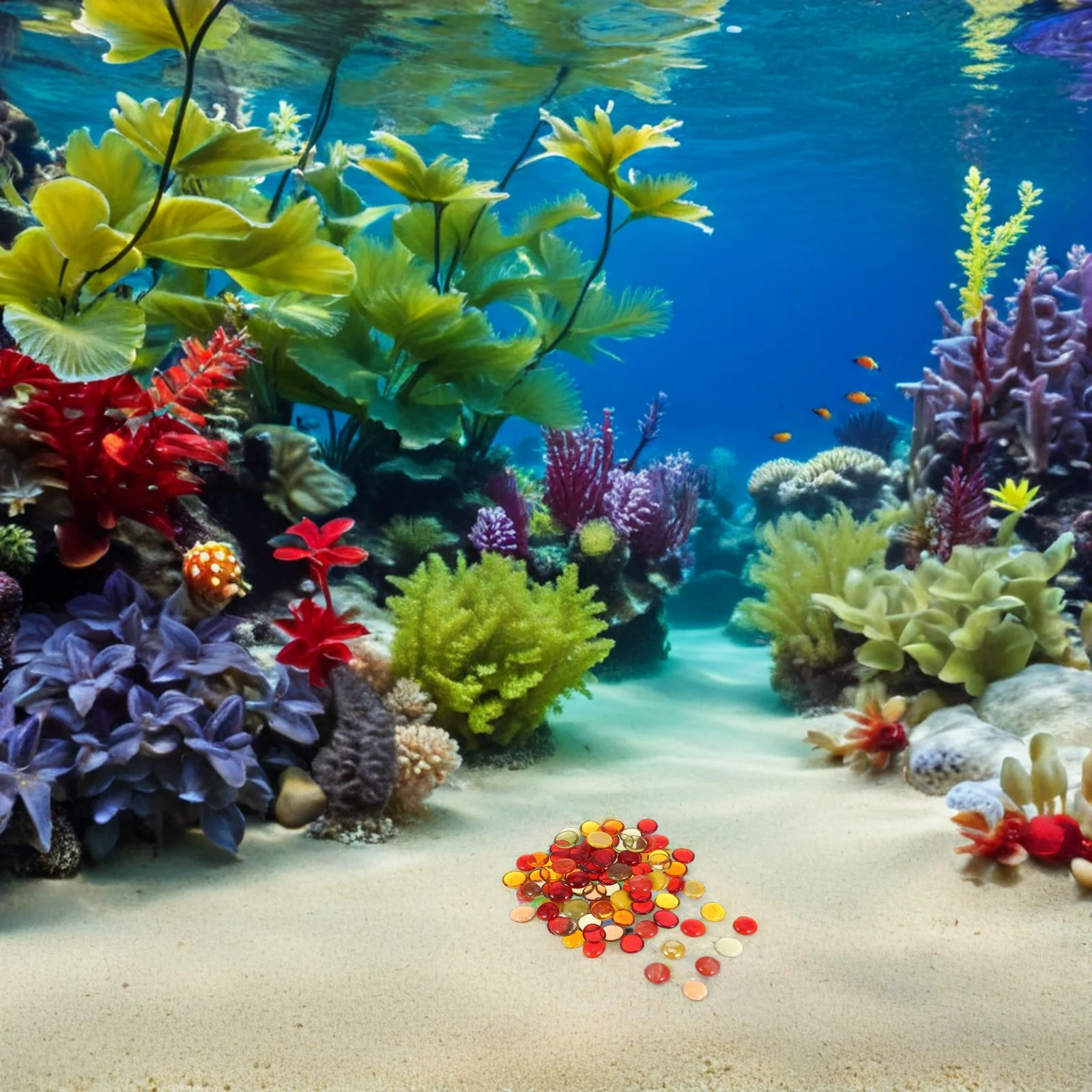 1Set Batu Kaca Pipih Dekoratif, Kerikil Kaca Pipih, Manik-manik Permata, Pengisi Vas, Kerikil Akuarium, Batu Lanskap untuk Akuarium Ikan