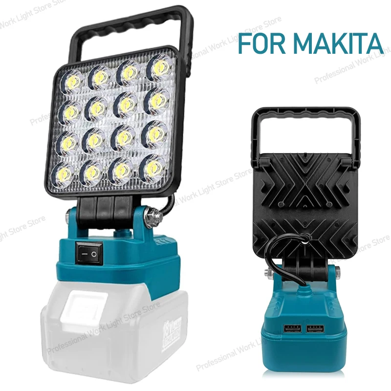 LED Work Light For Makita 14.4V 18V Li-ion Battery 4Inch With USB Outdoor Flashlight Lantern Camping Lamp Emergency Lights
