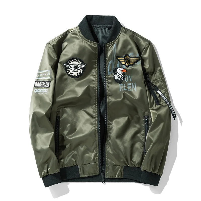 Chaqueta cruzada de la Fuerza Aérea MA1 para hombre, traje de vuelo, chaqueta de béisbol bordada de doble cara, primavera y otoño