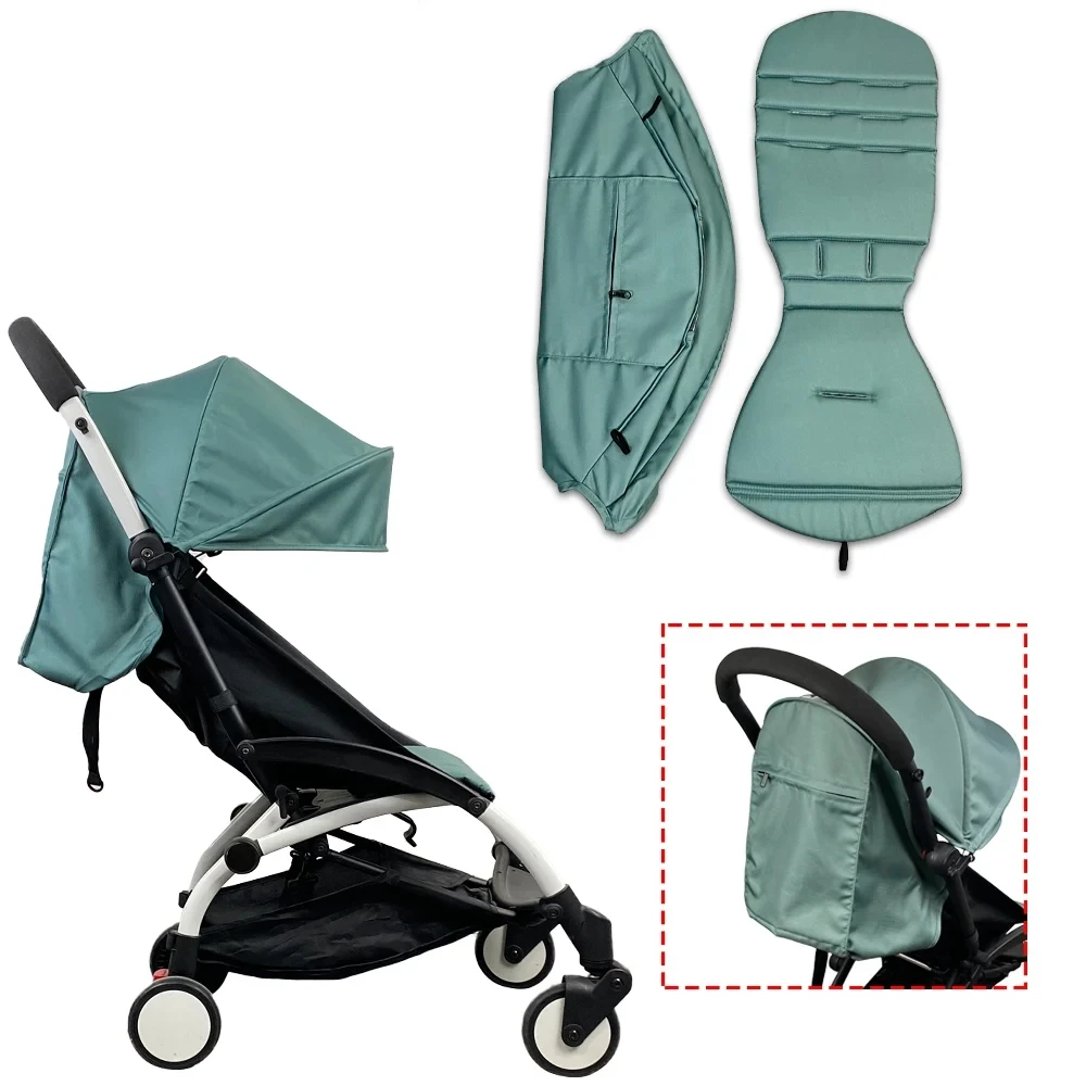 175 Stroller Accessories Canopy Cover Seat Cushion For babyyoya babytime Sunshade Cover Seat Mattress With Back Zipper Pocket