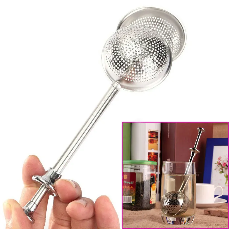 Stainless Steel Sphere Mesh Tea Strainer Coffee Herb Spice Filter Diffuser Handle Tea Ball Match Tea Bags For Kitchen Gadget