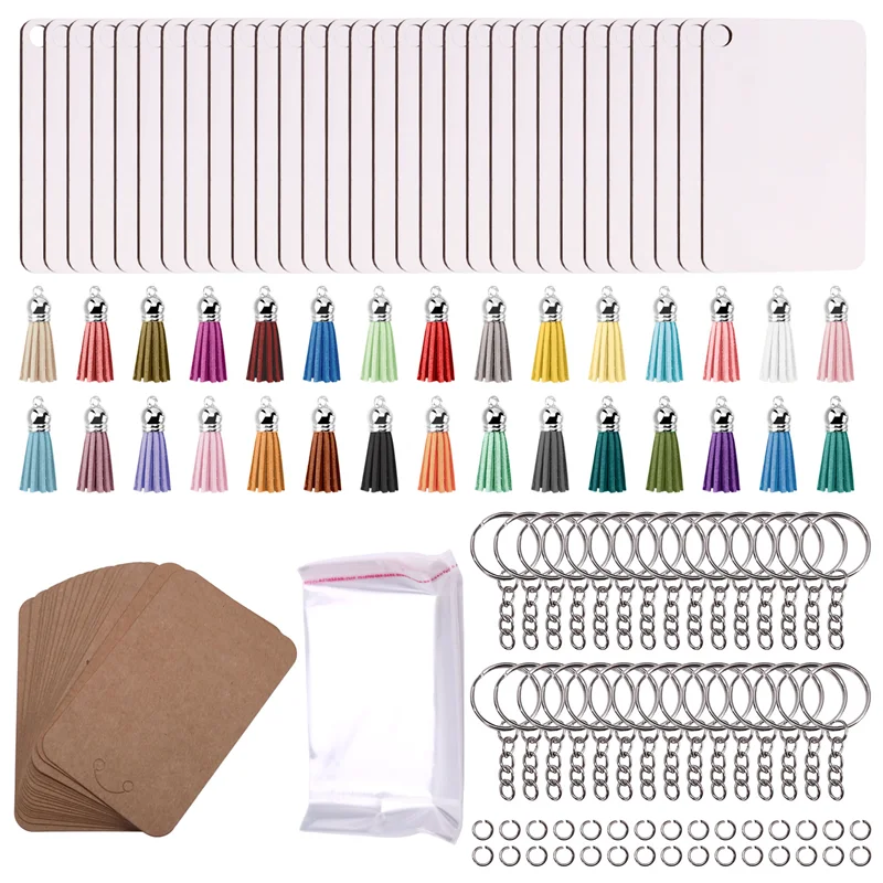 【NEW】Sublimation Keychain Bulk, Rectangular Sublimation Blanks, Heat Transfer Keychain Blank Double Sided, MDF, For DIY Craft