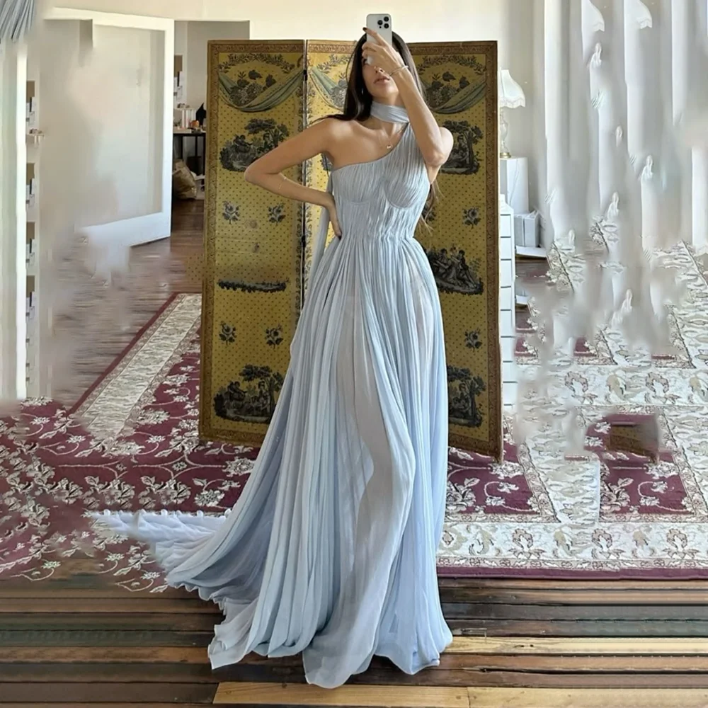 

Африканские арабские платья трапециевидной формы на одно плечо для выпускного вечера без рукавов длиной до пола, вечерние платья для женщин, Vestidos De Fiesta Elegantes