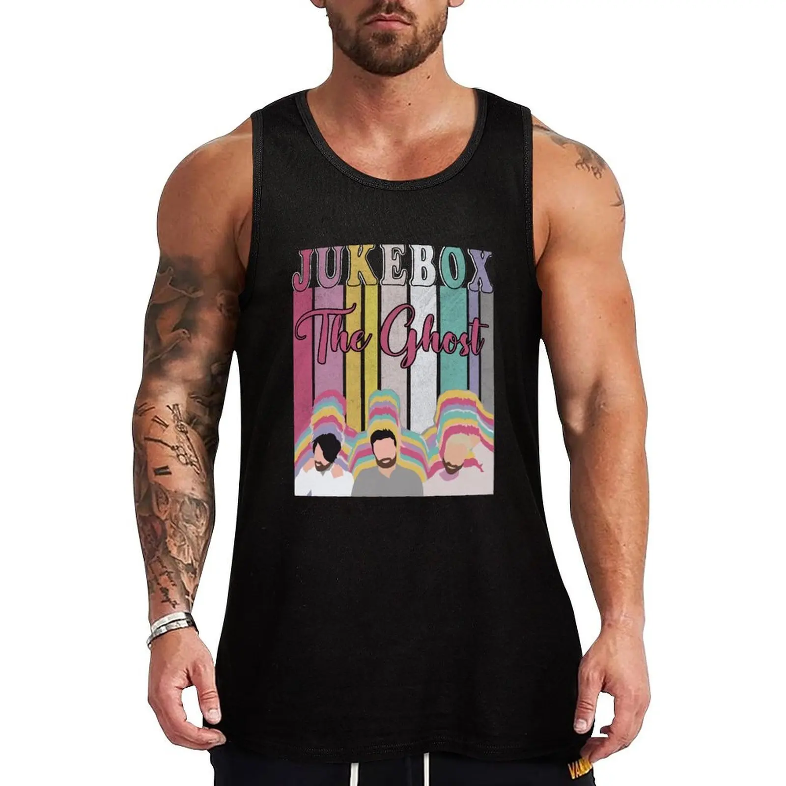 Jukebox Tank Top Pattern Print Tank Top Casual Graphic Sleeveless Top
