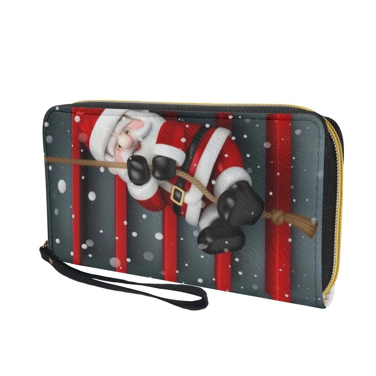 Beledome Santa Claus Cadeau Schattige Polsbandje Portemonnee Voor Dames Pu Lederen Ritssluiting Rond Portemonnee Rfid Blokkerende Kaarthouder Clutch Bags