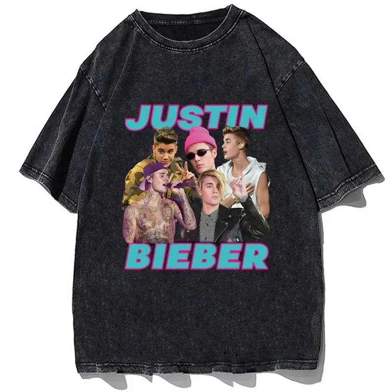 Hip Hop Rapper Justin Bieber T-shirt Fashion Cotton Oversize Shirt Summer Men Women Casual Short Sleeve Tees Tops Streetswear