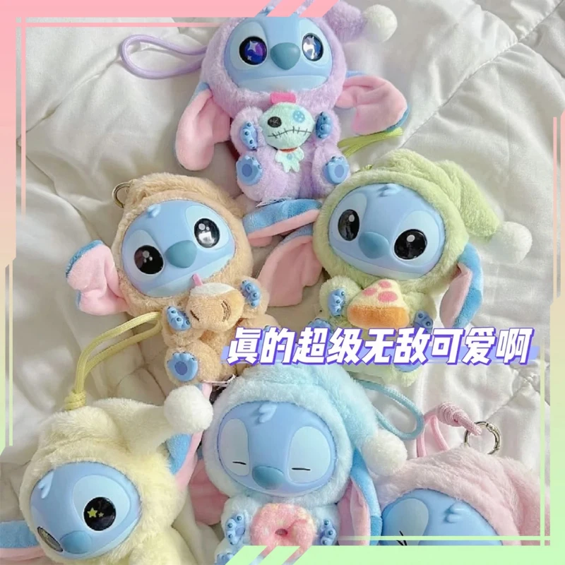 

100% натуральная виниловая игрушка Disney Stitch, кукла, кулон, слепая коробка для сумки, загадочная серия, тематический подарок для сна перед едой для детей
