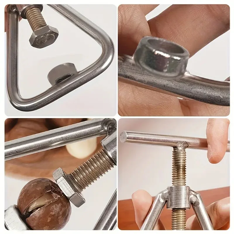 Stainless Steel Manual Nut Opener Cracker Machine Walnut Cracker with Adjustable Screw Mechanism for All Nuts Kitchen Gadget view 6