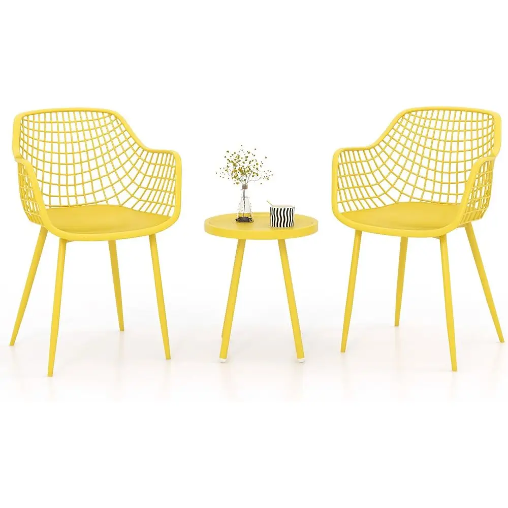 

Всепогодный комплект для патио из 3 предметов с широкими сиденьями для террасы, балкона, заднего двора - Желтый