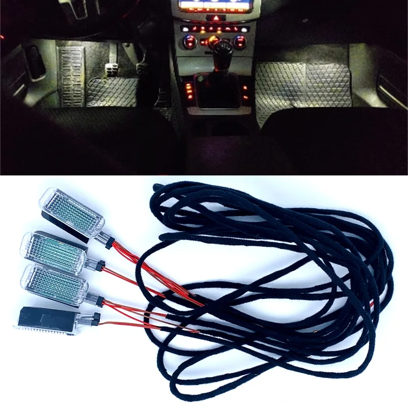 Car interior Foot Space lamp LED Footwell Light Cable For Passat B6 B7 Golf 5 MK5 6 MK6 SEAT Toledo Leon A3 A4 A5 A6 A8 Q3 Q5 Q7