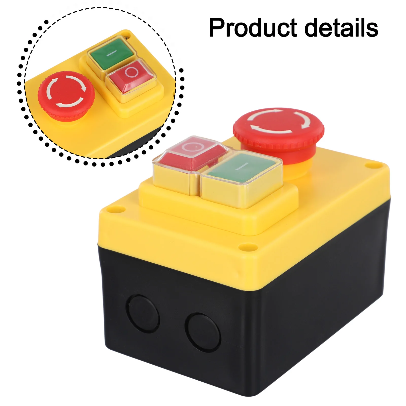 

For Bench Saws 16A 250V Switch Motor Stop Start Switch For Workshop Yellow, Black Lock-On Stop Button No-Volt-Release Feature