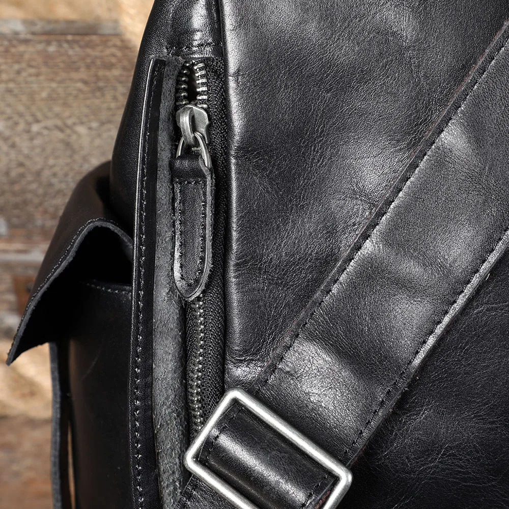 Lässiger Herrenrucksack aus echtem Leder, Laptoptasche für Herren, Reisetasche, Obermaterial aus Rindsleder, modischer Herrenrucksack im Preppy-Stil – Detail 19