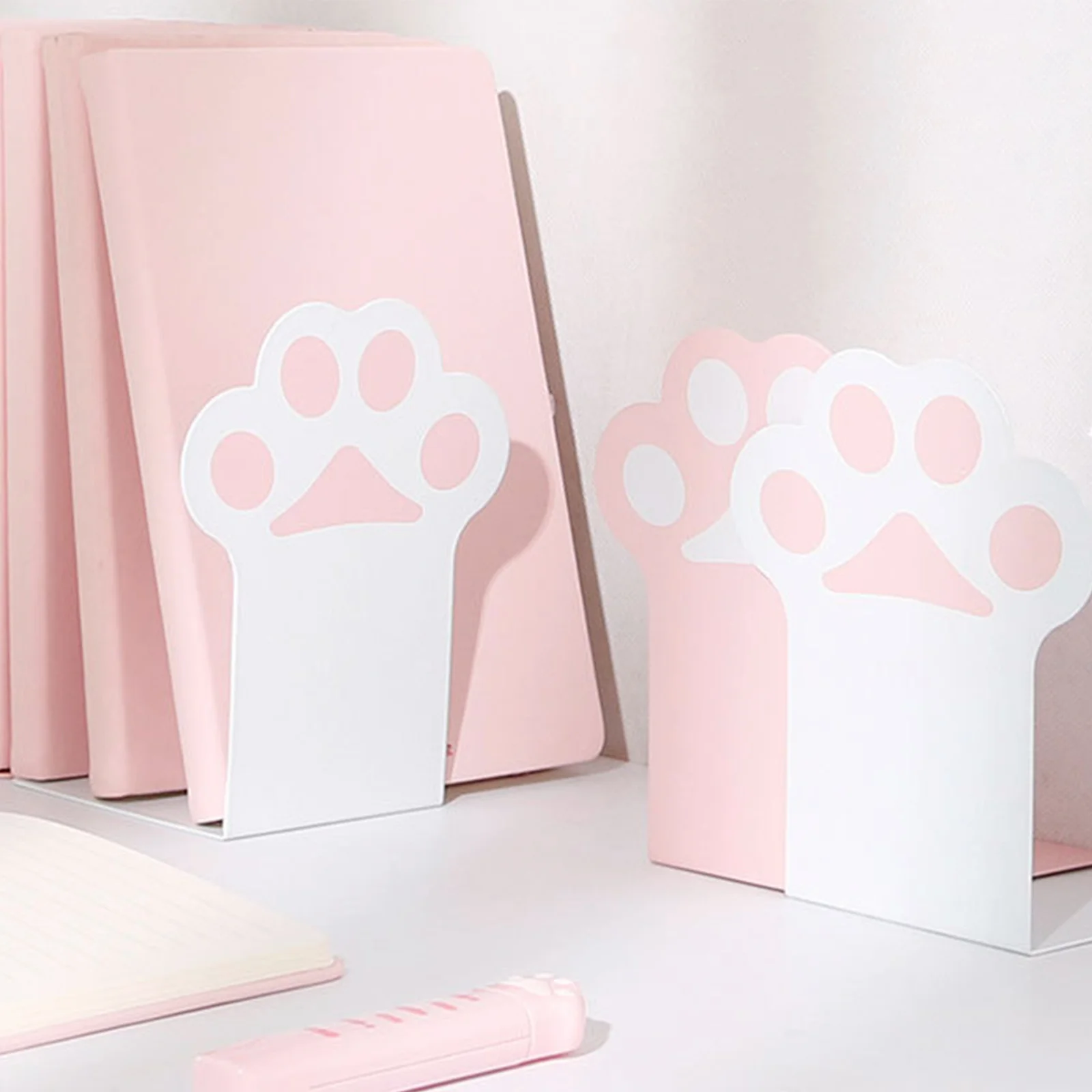 2 قطعة الدفتين المعدنية المصنوعة قوي عدم الانزلاق أصحاب الكتب المنظمون الزخرفية لسطح المكتب دراسة مكتب حاملي كتب القراءة #5