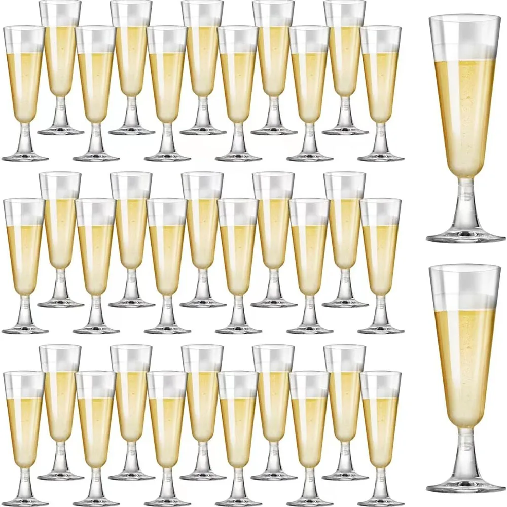 Plastikowe kieliszki do szampana, jednorazowe szklanki 160 ml, kieliszki do mimosa, kieliszki do toastów weselnych, kieliszki koktajlowe na przyjęcie bożonarodzeniowe.