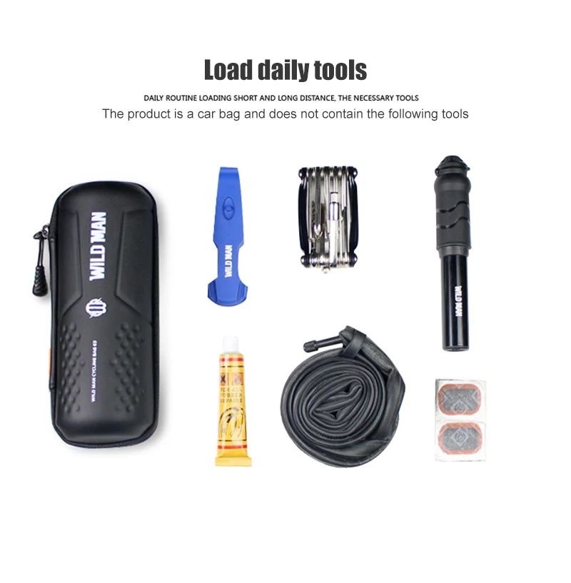 WILD MAN E3 Bicycle Bottle Cage Tool Case PU Hard Shell Zipper Storage Pouch Mesh Organizer Cycling Repair Bag Case Only