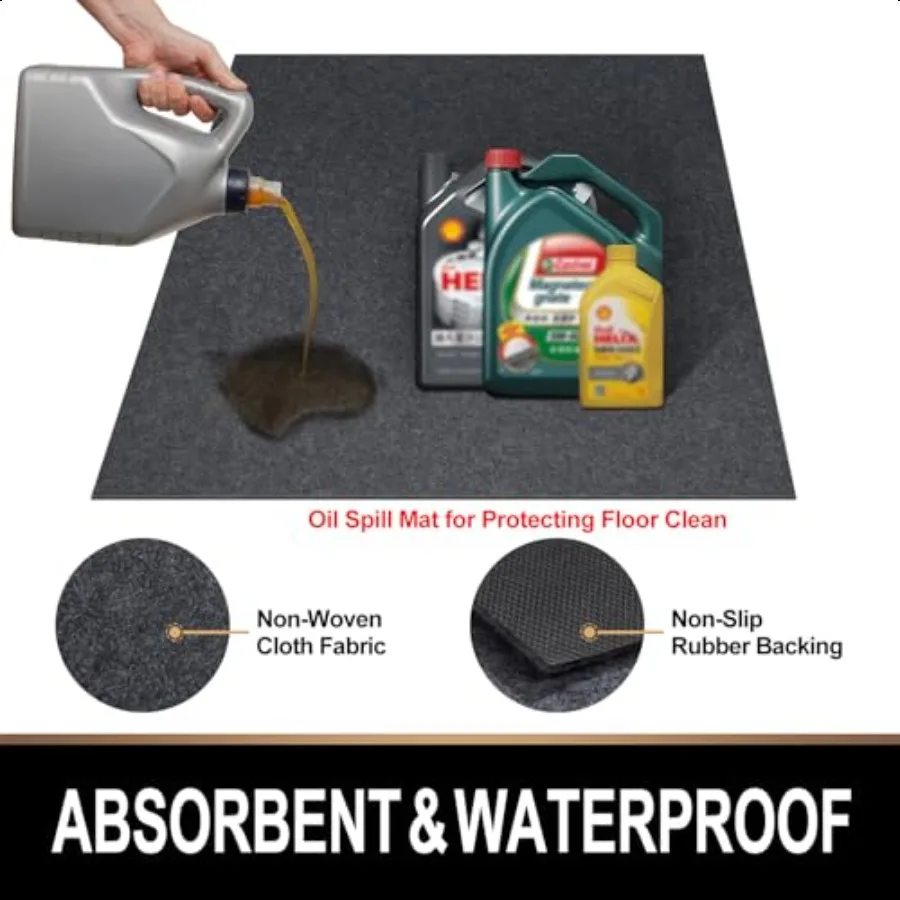 Tapis de déversement d'huile Tampon d'huile absorbant de qualité supérieure 7,4 x 8,4 pi. Contient des liquides protège le sol du garage contre les déversements, les gouttes, les éclaboussures et le sta