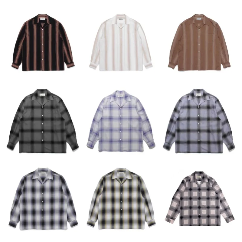 Full range Stripes WACKO MARIA Fashion Shirts Autumn Winter Vintage Cardigan Cuban Neck Mens Shirts Tops