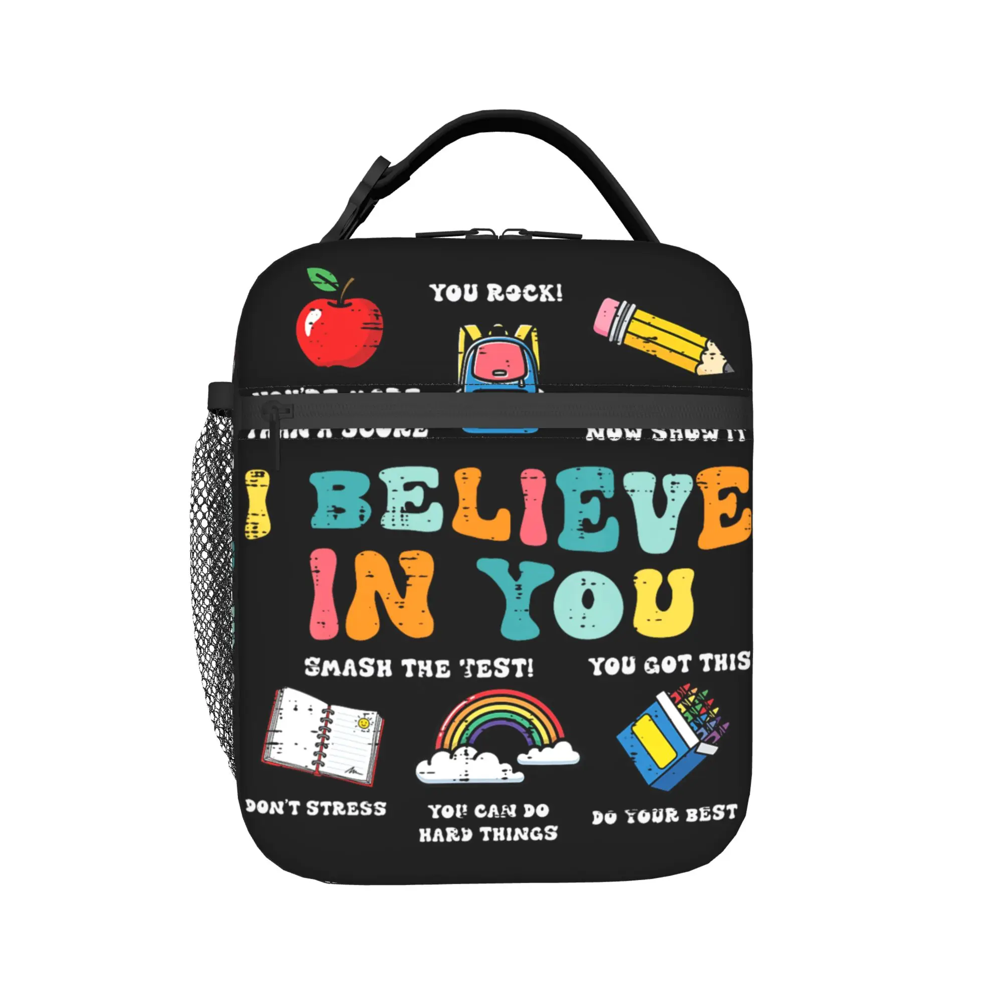 Testing Day I Believe in You State Test Teacher Lunch Bag School Lunch Box For Adult Thermal Lunch Bags Portable Cooler Bag