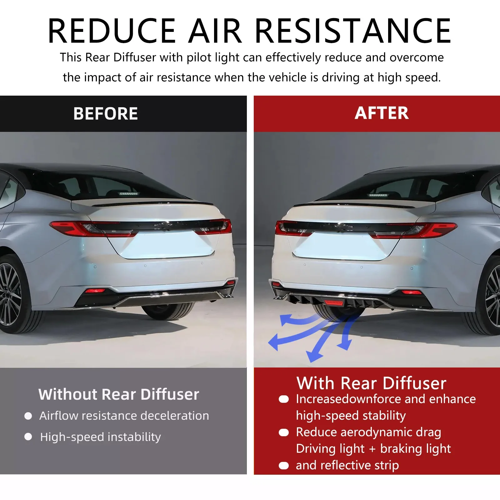 لسيارة تشيفي كروز 2010-2019 المصد الخلفي اللامع الناشر الفاصل مع مصباح ليد