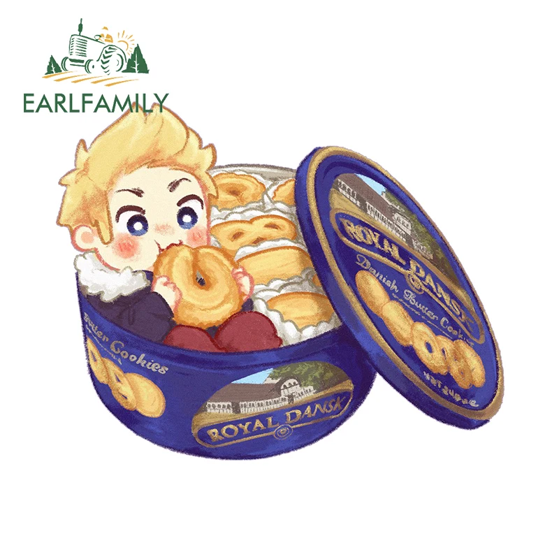 

EARLFAMILY 13cm × 10.3cm Cartoon Coookie Man Car Stickers Amusing Chibi Windshield Decals Scratch Proof Accesorios Para Auto