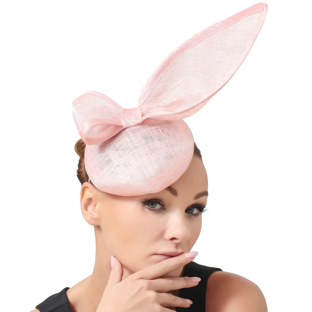 

Larger Size Sinamay Fascinator Hat Elegant bride Women Party Headpiece Ladies Church Race Chapeau Cap Headband Wedding Headwear