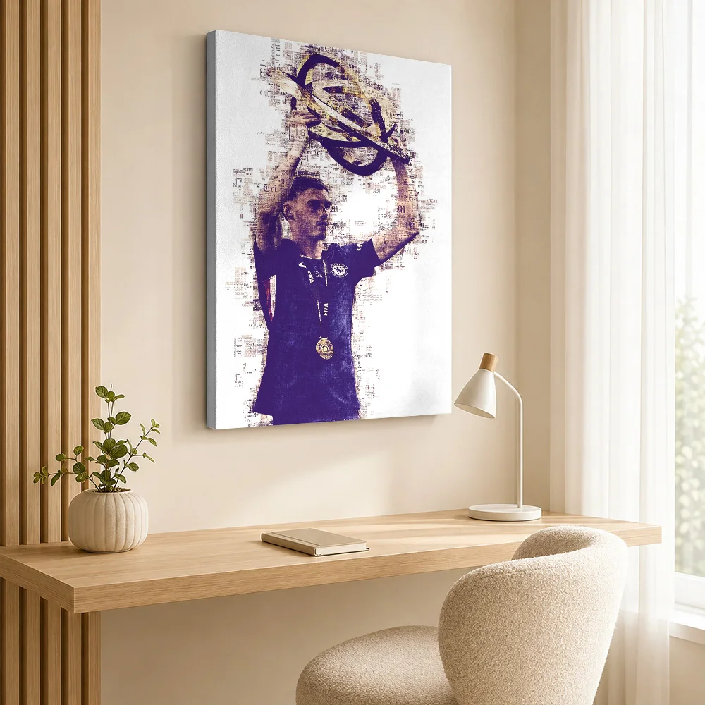 Cole Palmer Trophy Framed Canvas Print Poster Editorial Style Canvas Wall Art With Customized Photo For Man Cave Ideal Fan Gift