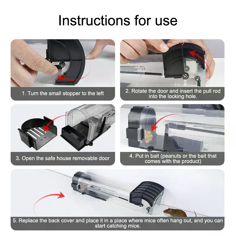 Mousetrap Safe Firm Humane Reusable Plastic Rodents Trap Household Mouse Catcher Smart Self-locking For Indoor Outdoor Garden