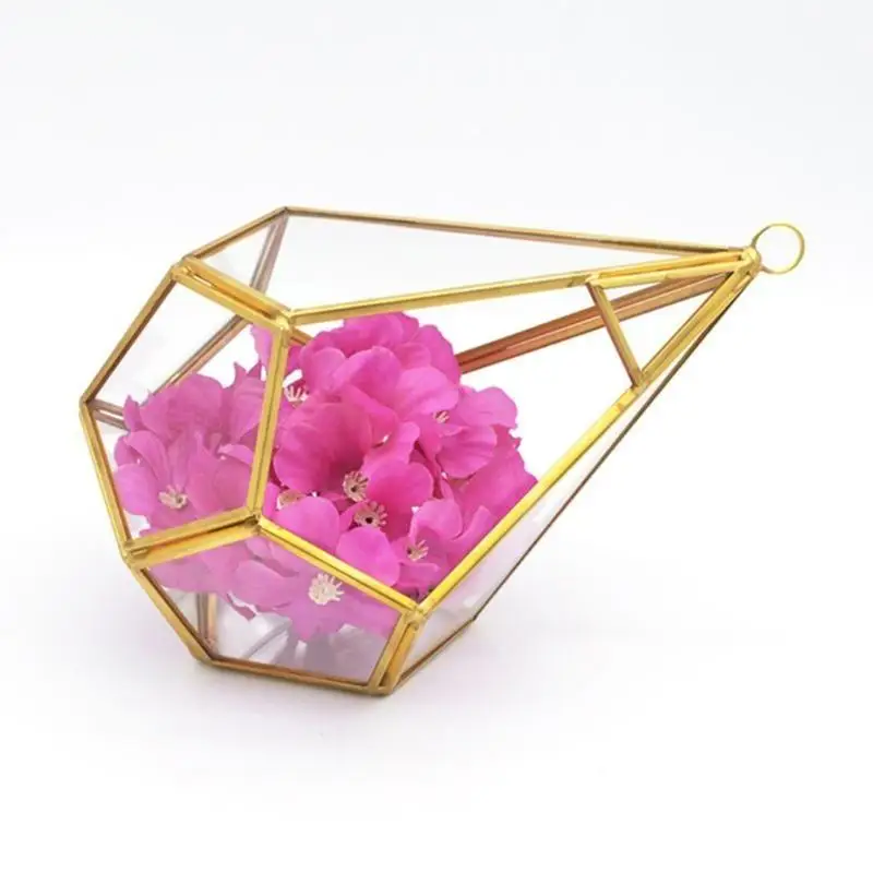 

J78F Geometric Terrarium Glass Planter Handmade Irregular Flower Pot for Succulent