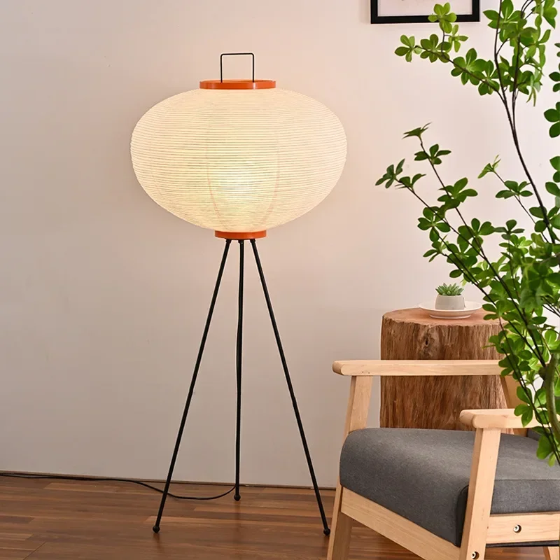 Japanese Wabi Sabi Noguchi Rice Paper Lamp Nordic Retro Living Room Bedroom Home Decoration Bedside Standing Lamp