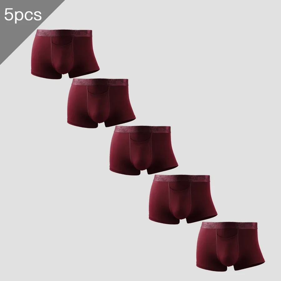 

5PCS Men's Underwear, Bullet-Type Separated Underwear, Men's Boxer Briefs, Men's Pure Color Boxer Briefs, Breathable Youth