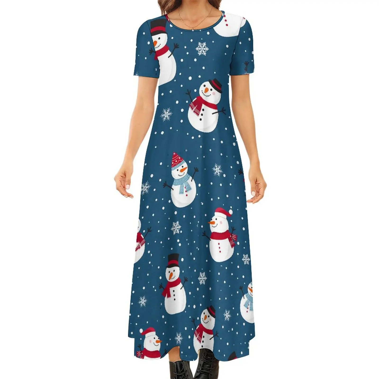 Robe longue de style bohème pour femmes, robe de rue, robe maxi moderne, cadeau d'urgence, hiver, Yammas, bonhomme de neige