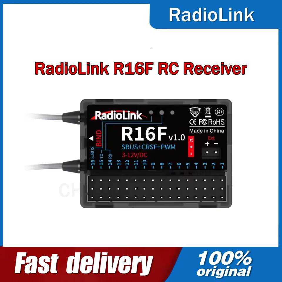 radiolink-r16f-rcレシーバー-リアルタイム内蔵テレメトリー-4000メートル制御距離-ヘリコプター、固定翼機、グライダー、ボート用