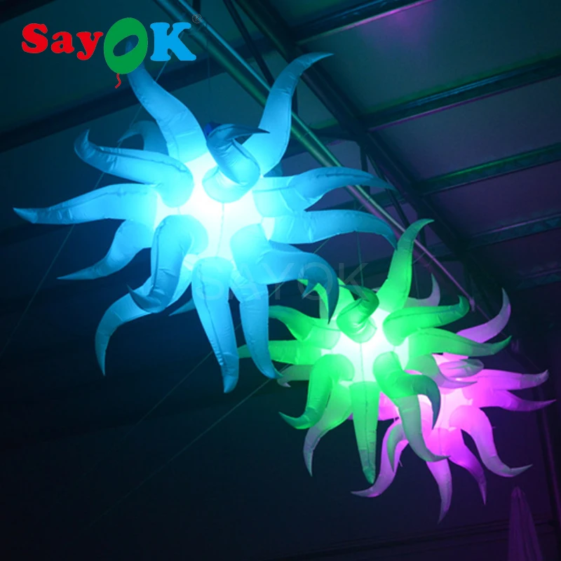 SAYOK Inflatable Star Balloon Hanging Decoration Inflatable Star Ball with Light for Wedding Part Stage Events Show Decor