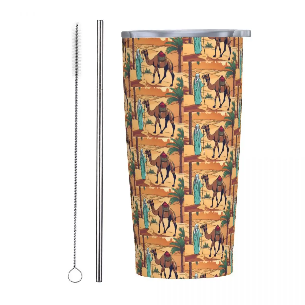 Namade With Camel Stainless Steel Tumbler Vacuum Insulated Mugs Thermal Cold Cups Straw With Lid 20oz