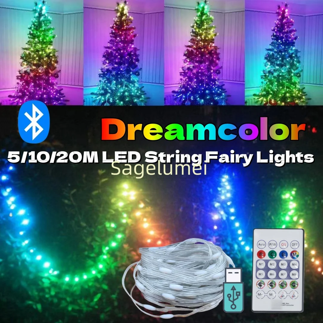 5V Led Fairy Light Strip Christmas Lights Smart Bluetooth USB Music Festoon Street Garland Wedding Birthday Party Decor for Home