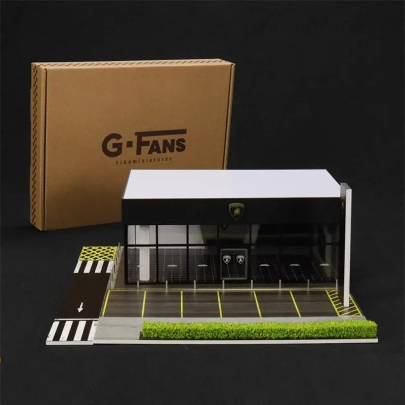 G-FANS 1:64 Lamborg-hin Architecture Diorama And LED Light Simulation Assembly Scene Model